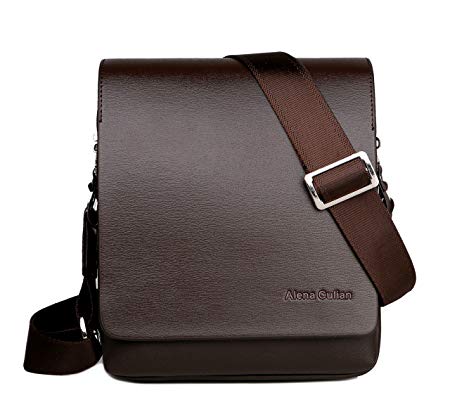 Mens Bag Crossbody Men Purse Messenger Bag Soft Faux Leather Shoulder Bags for Work Business(brown)