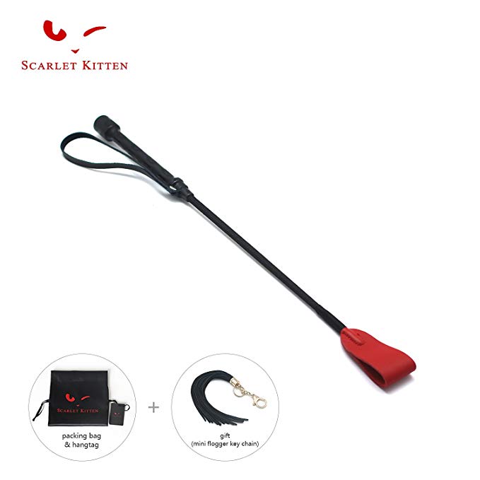 SCARLET KITTEN Riding Crop Horse Whip Spanking with Wide Leather Loop Slapper Jump Bat