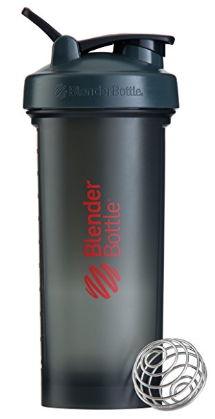 BlenderBottle Pro45 Extra Large Shaker Bottle, Grey/Red, 45-Ounce