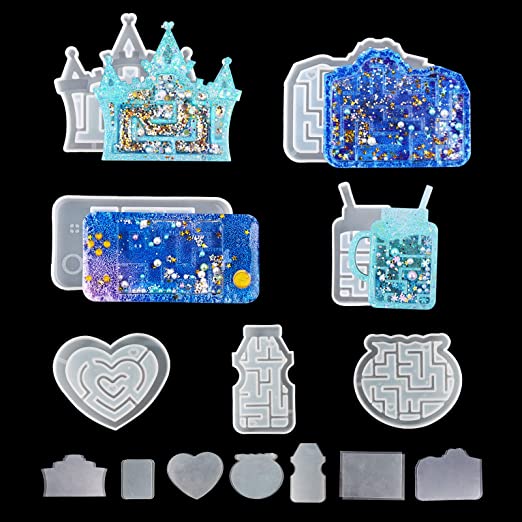 LET'S RESIN Maze Shaker Resin Molds with Gameboy Silicone Molds, Castle Epoxy Keychain Molds, Camera Molds, Crystal Ball Keychain Molds for Epoxy