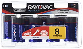 Rayovac Alkaline D Batteries, 813-8CF, 8-Pack