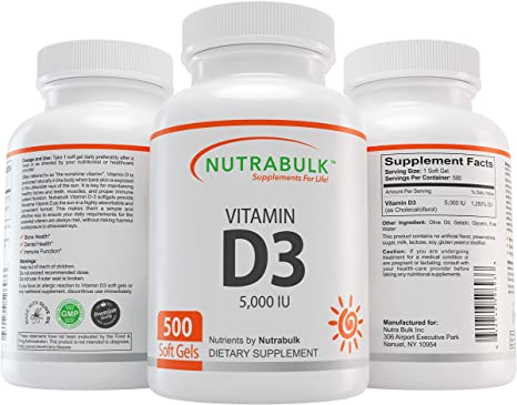 NutraBulk Vitamin D3 5,000IU Soft Gels - 500 Count