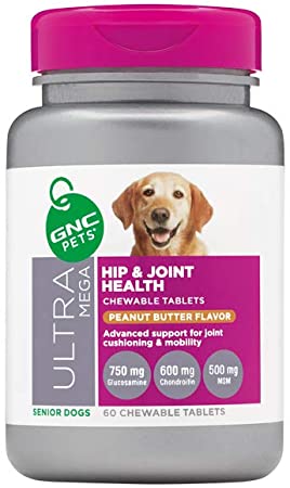 GNC Pets Ultra Mega Hip & Joint Health Dog Supplements - Support for Joint Cushioning & Mobility Pets Ultra Mega Hip Joint Health - Dog Joint Care, Dog Hip and Joint Supplement, Dog Vitamins