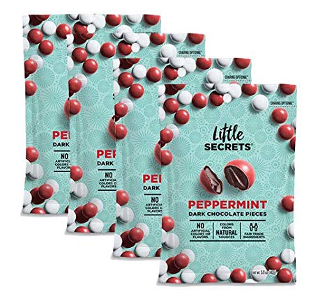 Little Secrets All Natural Fair Trade Gourmet Holiday Chocolate Candy - Peppermint Dark Chocolate {5 oz, 4 Count} - The World's Most Unbelievably Delicious Chocolate Candies