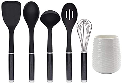 Kitchenaid Tool and Gadget Set with Crock, 6-Piece, Black