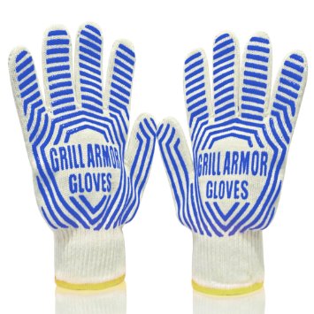 Grill Armor 662F Extreme Heat Resistant Oven Gloves - EN407 Certified BBQ Gloves For Cooking Grilling Baking or Pot Holders