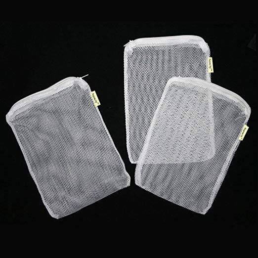 Aquacity™ Aquarium Filter Media Bags for Pelletized Carbon, Bio Balls, Ceramic Rings, Ammonia Remover (White, 8"x 5.5" 3-pack)