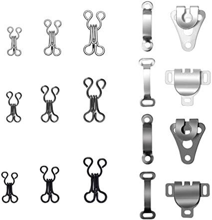 Homgaty 130 Pairs Sewing Hook and Eye Closure Replacement Bra Hooks Dress Hook for Trousers, Skirt,Bra and Clothing (5 Size)