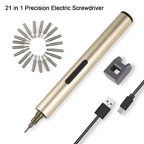 21 in 1 Mini Portable Cordless Precision Electric Screwdriver, S2 Tool Steel Rechargeable Screwdriver Repair Tool for RC Model, Smart Phone, Camera, Computer, Glasses