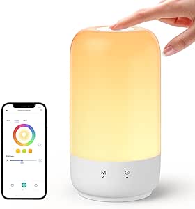 meross Smart WiFi Table Lamp, Support Apple Homekit, Alexa and Google Assistant, LED Bedside Lamp with Tunable White and Multi-Color, Nightstand Lamp for Bedroom, Touch Control, Voice Control