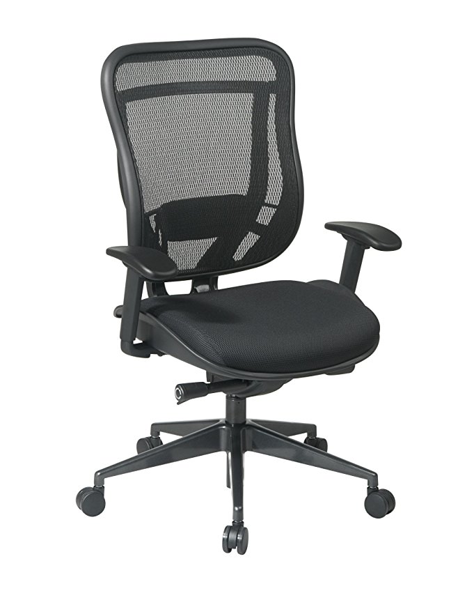 SPACE Seating Breathable Mesh High Back and Padded Seat, Ultra 2-to-1 Synchro Tilt Control, Seat Slider and Gunmetal Finish Executive Chair