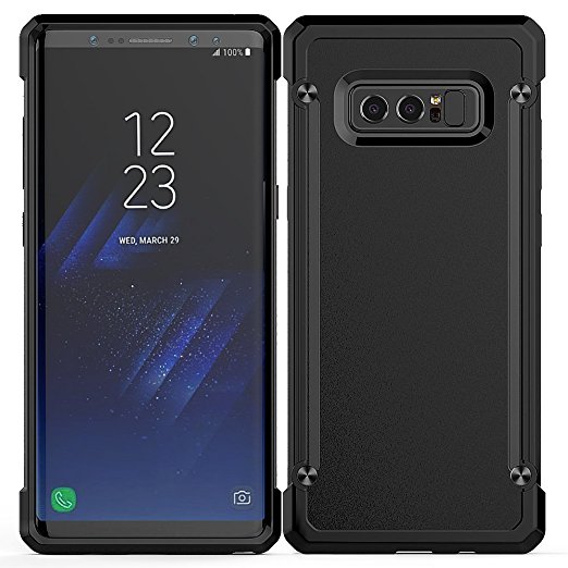 Yesoo Galaxy Note 8 Case, Hard Back Bumper Shockproof Protective Slim Case Luxury Design Protection Cover for Samsung Galaxy Note 8 2017 Smartphone (All Black)