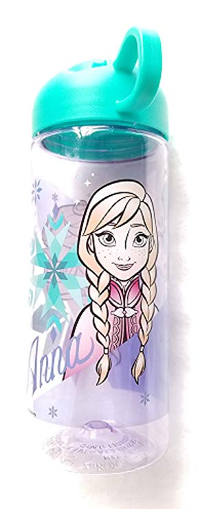 Zak! Frozen Anna & Elsa Purple & Blue, with Blue & Teal Top, 16oz Snap Lid Water Bottle