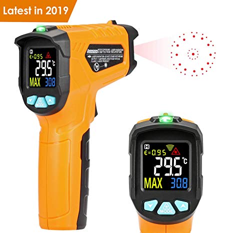 Infrared Thermometer Kasimir AD50 Digital Laser Non Contact Cooking IR Temperature Gun -58°F ~1112°F with Color Display 12 Points Aperture for Kitchen Food Meat BBQ Automotive and Industrial