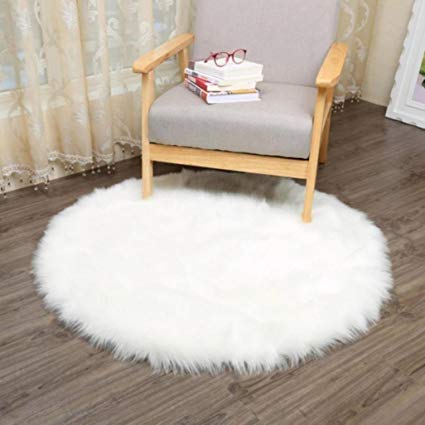 Bokeley Soft Artificial Sheepskin Rug Chair Cover Artificial Wool Warm Hairy Carpet Seat (White, 30cm)