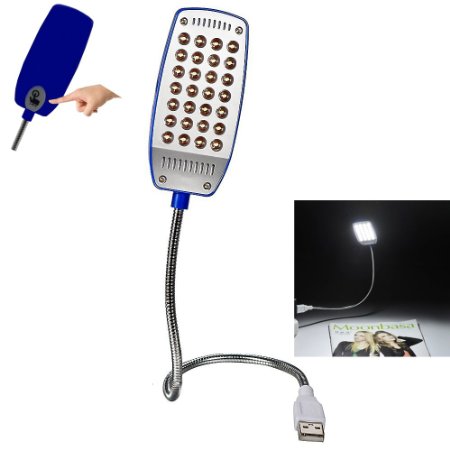 Fsmart Touch Dimmable 28 Led Bulbs Portable USB Lamp Flexible Stick Touch Switch Led Light Reading Lamp 3 Light Mode Blue