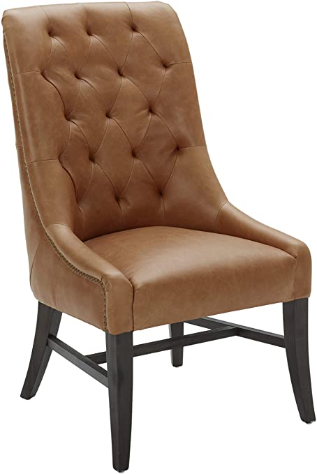 Amazon Brand – Rivet Modern Leather Tufted Dining Chair, 43"H, Cognac