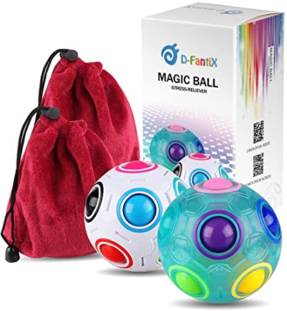 D-FantiX Magic Rainbow Ball Cube Bundle Stress Reliever Fidget Ball Puzzle Fidget Toys Set of 2