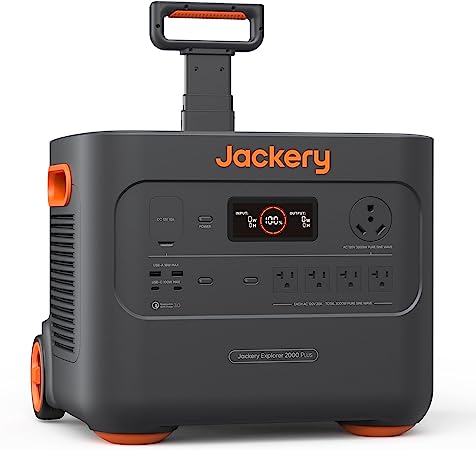 Jackery Portable Power Station Explorer 2000 Plus, Solar Generator with 2042Wh LiFePO4 Battery 3000W Output, Expandable to 24kWh 6000W, Compatible with Solar Panel for Outdoor RV Camping & Emergency