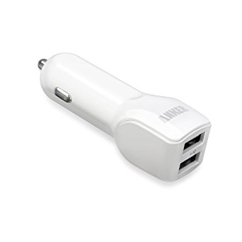 Anker174; 24W Dual-Port Rapid USB Car Charger with PowerIQx2122; Technology for iPhone, Samsung Galaxy, Nexus, HTC, Motorola, Nokia and More (White)