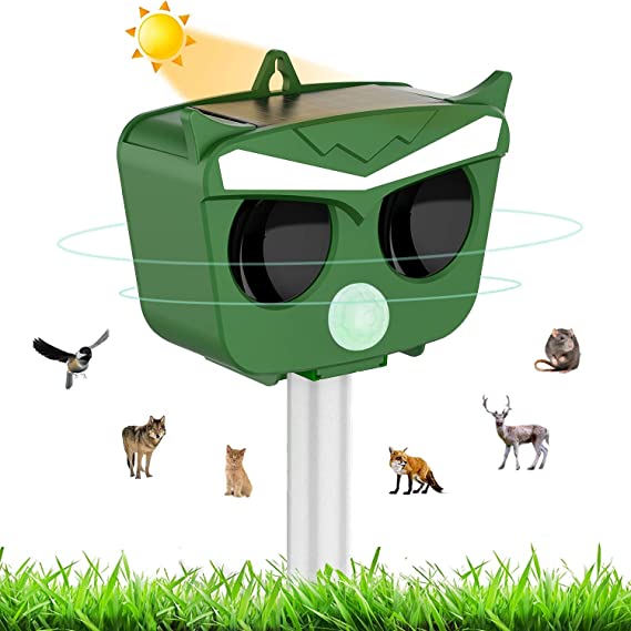 Ultrasonic Animal Repeller, Ultrasonic Solar Pest Repeller Outdoor with Motion Sensor and Sound ,Waterproof Device for Garden, Farm, Yard, Dogs, Cats, Birds and More