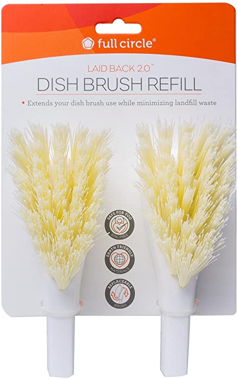 Full Circle Laid Back 2.0 Dish Brush Refill Replacement Head, 2 Pack