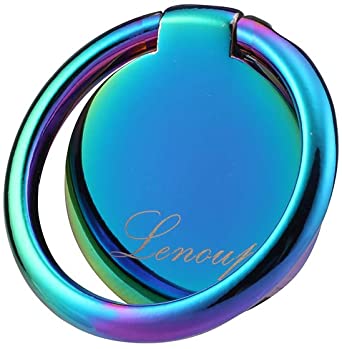 lenoup Rainbow Cell Phone Ring Stand Holder,Blue Multicolor Ring Grip Kickstand,360 Rotation Metal Finger Ring for Almost All Phones/Pad