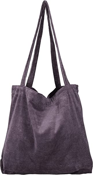YINUO Women’s Corduroy Tote Bag, Casual Handbags Big Capacity Shoulder Shopping Bag with 2 Pockets