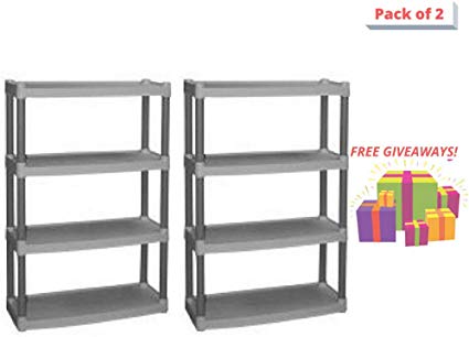 Plano Molding 931-402 4 Shelf Utility Shelving Light Taupe, Pack of 2 with Exclusive Give-aways