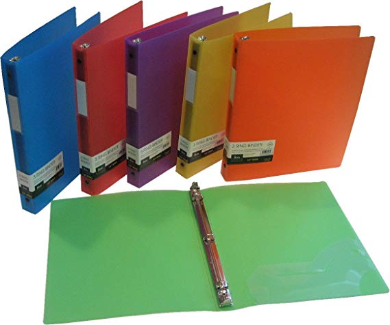 Filexec 50003-6492 6492, 1" Frosted Ring Binder, Set of 6, 6 Assorted Colors, Blueberry, Strawberry, Grape, Lime, Lemon, Tangerine