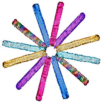 Artoree Mermaid Party Favors-12 Pack 6 Color Mermaid Slap Bracelet, Birthday Party Gift for Kids, Girls