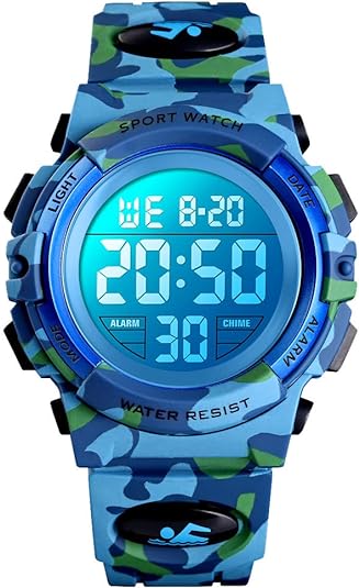 Kids Watch,Boys Watch for 3-15 Year Old Boys,Digital Sport Outdoor Multifunctional Chronograph LED 50 M Waterproof Alarm Calendar Analog Watch for Children with Silicone Band,Kids Gift