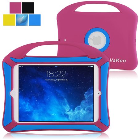 iPad Mini Case, VAKOO iPad Mini 3 2 1 Case Kids Proof Shockproof Drop Proof Soft Silicone Portable Light Weight Handle Case Cover for iPad Mini 3, iPad Mini Retina Display and iPad Mini (Pink/Blue)