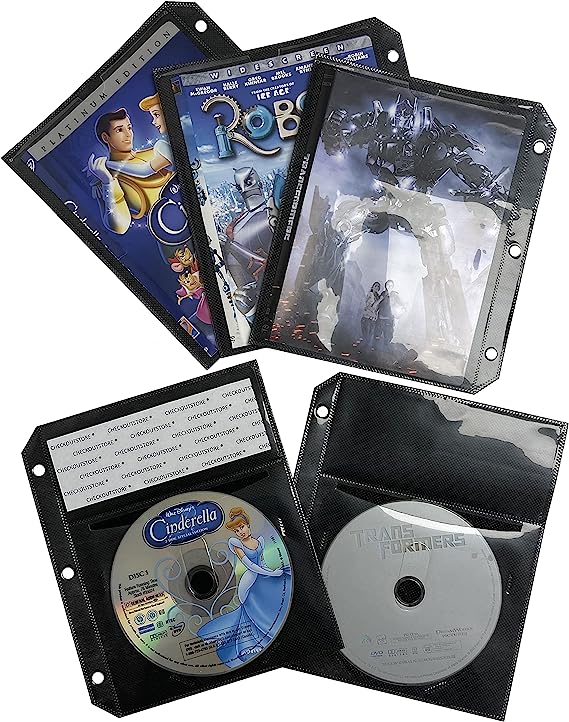 CheckOutStore 100 Black CD/DVD Half Sheet Storage Binder Filing Sleeve & Booklet