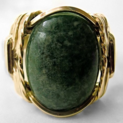 African Jade Gemstone 14k Gold gf Ring Customizable Ring Size 5 - 13 Art Jewelry HGJ