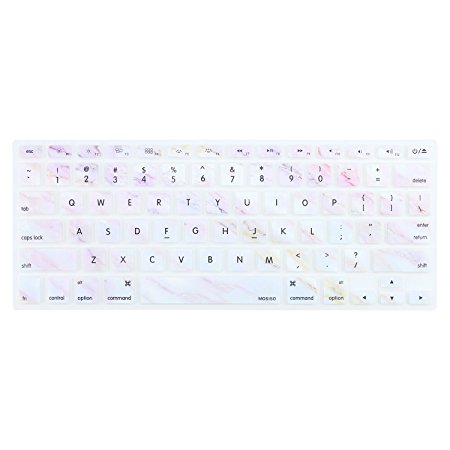 Mosiso Keyboard Cover with Pattern for MacBook Pro 13 Inch, 15 Inch (with or without Retina Display, 2015 or Older Version) MacBook Air 13 Inch, Pink Marble