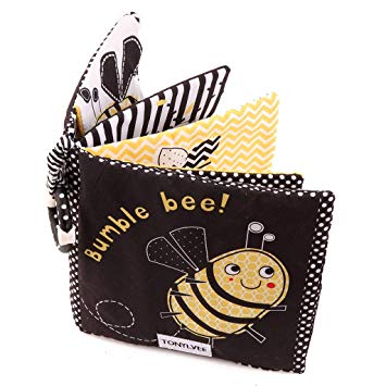 Amycute Crinkle Baby Cloth Books for Babies Toddlers, Nontoxic Soft Fabric Baby Educational Learning Toy Books for 0 - 6 Months/One Years Old Birthday Party (Bumble Bee)