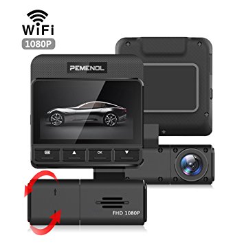 PEMENOL Car Dash Camera 1080P FHD Dashboard Camera 170° Wide Angle 320° Rotating Angle Car DVR Camcorder , 2.45 " IPS HD Video Recorder with Super Night Vision, G-Sensor, Loop Recording, WDR