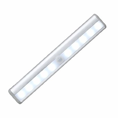 Stick-On Anywhere Portable Wireless Automatic Motion Sensing Pure White LED Light Bar with Magnetic Strip for Closet Locker Basement (AAA Battery Operated) - Silver