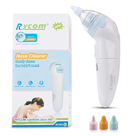 Baby Nasal Aspirator - Electric Snot Booger Sucker Nose Vacuum Cleaner Gently Clears Infant's Mucus - Battery Operated with Replaceable Nozzles for Newborn Toddler Adult