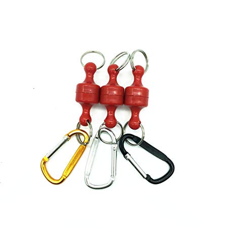 Inf-way 3pcs Super Strong Magnet Split Rings Keychain Hook Hangers Magnetic Net Release Holder / Locking Climbing Carabiners / Refrigerator Magnets