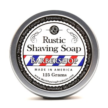 WSP Luxury Rustic Shaving Soap 4.4 Oz in Tin Artisan Made in America Using Vegan Natural Ingredients (Barbershop)