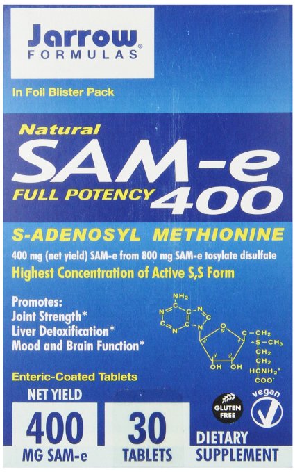 Jarrow Formulas SAM-e Promotes Joint Strength Mood and Brain Function 400 mg 30 Enteric- Coated tabs