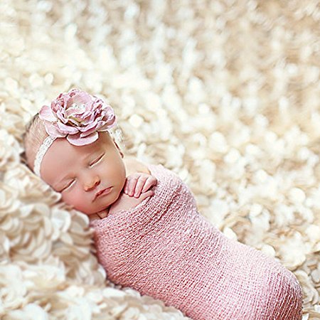 Newborn Baby Photography Photo Props 3D Rose Flower Backdrop Beanbag Blanket Rug (Beige)