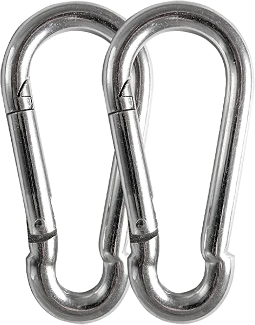 Maky Outdoors Heavy Duty Carabiners - 3.5" 660LB Weight Capacity Per Clip - Strong Spring Action Snap Hook Attachment , Anti-Rust - for Hammocks, Punching Bags, Swing Chairs, Gym Equipment (2 Pieces)
