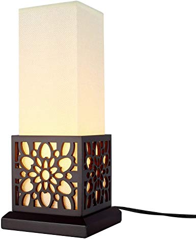 Touch Control Desk Lamp,Bedside Table Lamp,Minimalist Nightstand Lamp with Fabric Shade and Solid Wood Base Frame for Bedroom,Living Room,Baby Room
