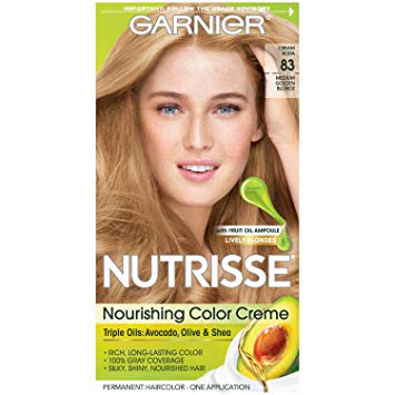 Garnier Nutrisse Nourishing Hair Color Creme, 83 Medium Golden Blonde (Cream Soda)  (Packaging May Vary)