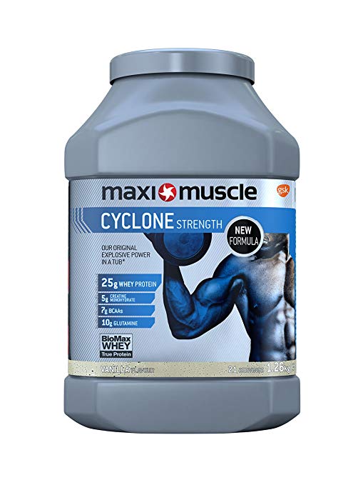 Maximuscle Cyclone Whey Protein Powder with Creatine, Vanilla, 1.26 kg