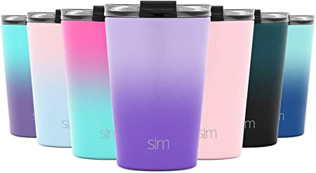 Simple Modern 12oz Classic Tumbler Travel Mug with Clear Flip Lid & Straw - Coffee Vacuum Insulated Gift for Men and Women Beer Pint Cup - 18/8 Stainless Steel Water Bottle Ombre: Wisteria