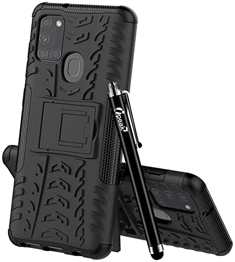 iPEAK For Samsung Galaxy A21s Case Heavy Duty Shockproof Rugged kickstand Armor Cover For Galaxy A21S Phone (Black)